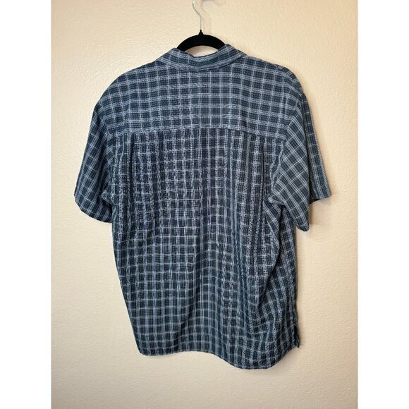 Michael Brandon Men's Blue Striped Shirt size Medium short sleeve collared - Picture 5 of 6